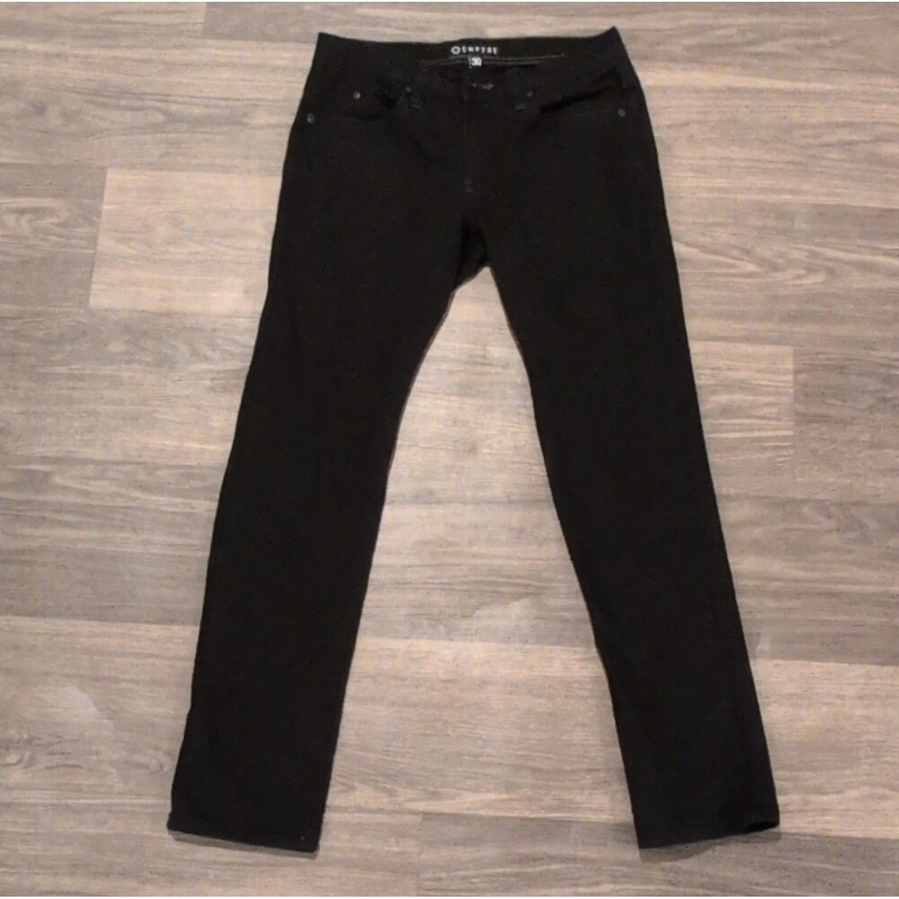 Empyre Men's Slim Straight Skeletor Black Denim Jeans Stretch Button Logo Pocket